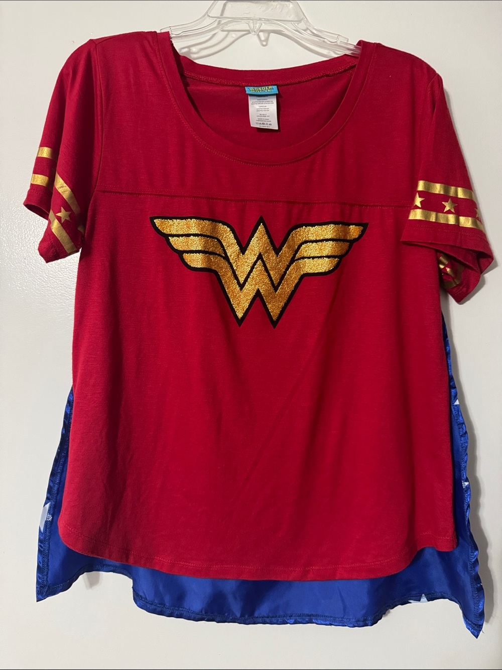 Wonder Woman Red Graphic Tee with Gold Emblem - Women's